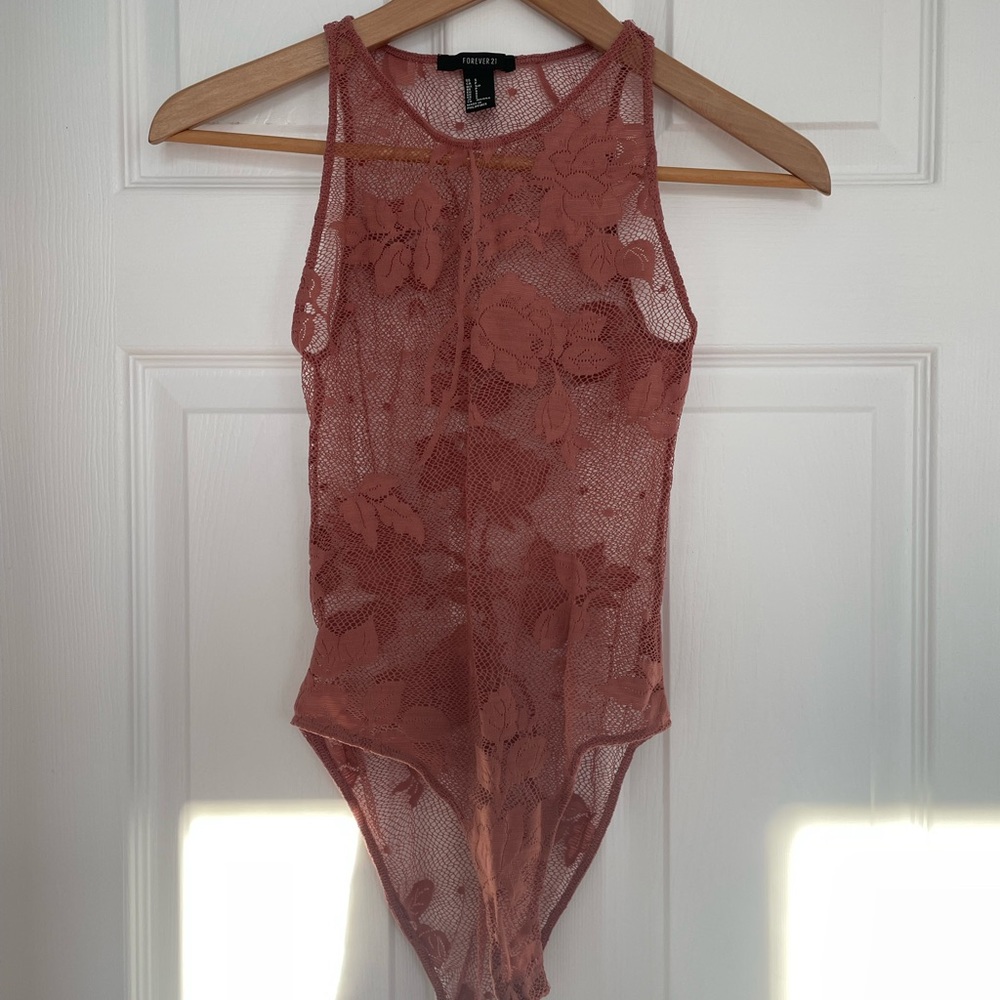 Forever 21 Lace Pink Bodysuit